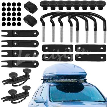 Imagem de 4 peças de grampos universais de parafuso em U para caixa de telhado, parafusos de rack de transporte de carga de telhado atualizados, kit de montagem de van de carro 85 mm clipes de suporte em U de