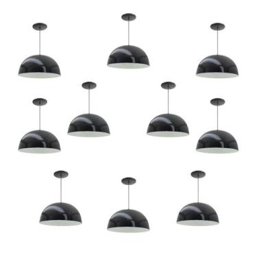 Imagem de Kit 10 Luminária Pendente Meia Lua 24cm Com Interior Branco Brilho Fia