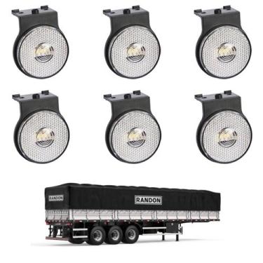 Imagem de 6 Lanterna Lateral Randon LED Cristal 65mm Suporte e Conec. - DW Compo