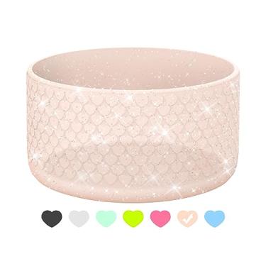 Imagem de WUQID Capa protetora de silicone com textura de coração brilhante para Stanley Tumbler Quencher 1,1 litro 850 g 590 ml e IceFlow Flip 590 ml e garrafas de água Hydroflask de 340 a 822 ml, capa antiderrapante para garrafa inferior