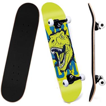 Imagem de Skates 7 Camadas Deck 31" x 8" Pro Completo Skate Board Madeira de bordo para iniciantes (Dinossauro)