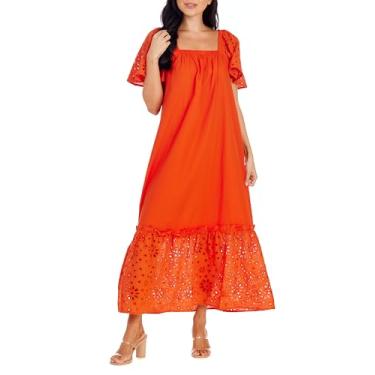 Imagem de Mud Pie Vestido longo feminino Conny Eyelet, Vermelho, M