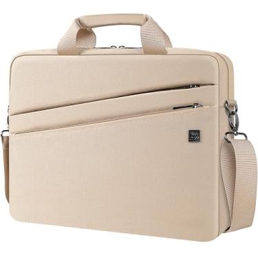 Imagem de DOMISO Bolsa de transporte para laptop de 15,6 polegadas, à prova d'água, bolsa de ombro para laptop de 38.1 cm-39.6 cm, Apple/IdeaPad/Acer Aspire/HP ENVY 15/Dell XPS 15, bege