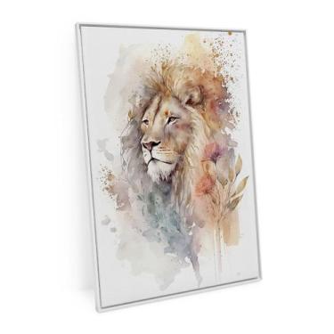 Imagem de Quadro Leão Aquarela Molduras 120x80 Cm Grande Para Hall - Bimper Quad