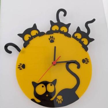 Imagem de Relógio Gatos Petshop Sala Cozinha Escritório Quarto - AGV Criações