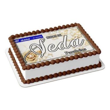 Imagem de Papel De Arroz P/ Bolo Bodas De Seda 41 Anos De Casados - Genérico