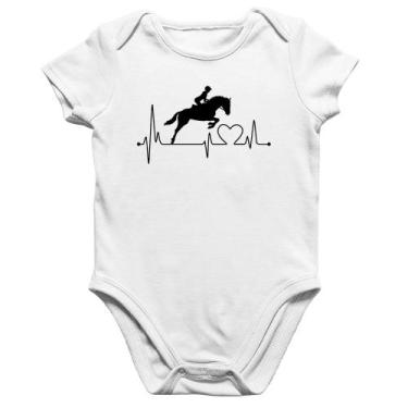 Imagem de Body Bebê Algodão Hipismo Batimentos Cardíacos - Foca na Moda, Branco,