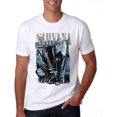 Imagem de Camiseta Unissex Nirvana Show Camisa Logo DTF - SEMPRENALUTA , Branco,