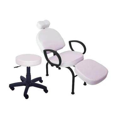 Imagem de Kit Conforty Designer e Maquiagem Cadeira e Mocho - FOR-TY,  BRANCO