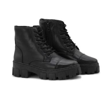 Imagem de Bota Coturno Feminino CouroTratorada Conforto - Q&A, 35, Preto
