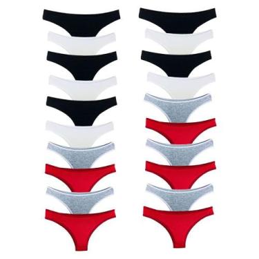 Imagem de Kit 25 Calcinhas Tanga Algodão Cotton Básica Lisa Lingerie - Try Basic