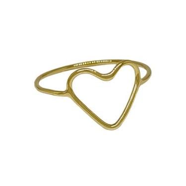 Imagem de Anel Em Ouro 18k 750 Coração Fio Redondo, 16