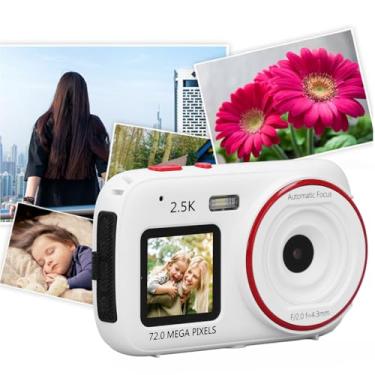 Imagem de Câmera Digital Pequena 2,5K, Câmera Anti-vibração Com Zoom Digital 72MP e Zoom Digital 16X Com Tela Dupla, Câmeras Selfie Portáteis 750mAh Sensíveis à Luz Automática para