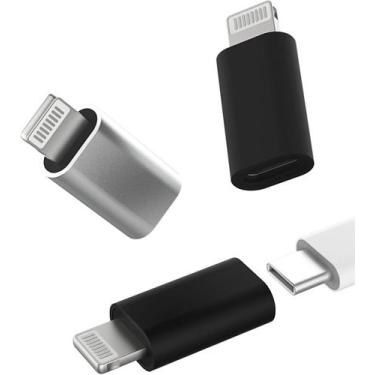 Imagem de Pacote com 3, adaptador USB-C fêmea para Lightning macho, adaptador Li