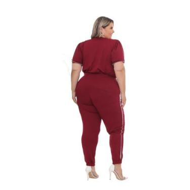 Imagem de Conjunto com Calça e Blusa de Malha Plus Size - Curvy Plus, Bordô, G4