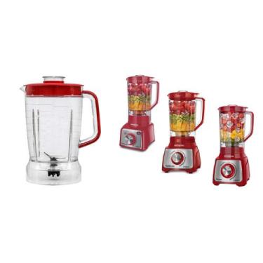 Imagem de Copo Para Liquidificador Mondial L1000 L1100 L1200W Cristal Vermelho C