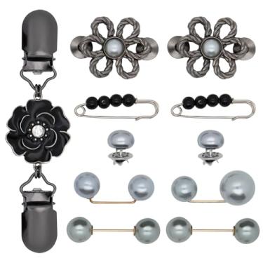 Imagem de 11 peças de broche de cintura de pérola, clipes para vestidos, modelador de cintura, suéter de apertar, cardigã xale clipe de cintura decorado para vestido com clipe para apertar, calças, broche de