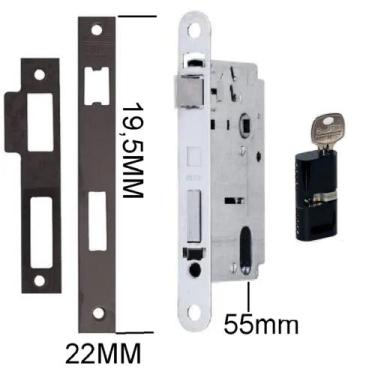 Imagem de Maquina de fechadura externa  Preta Com cilindro  St2 55 mm Lafonte  3