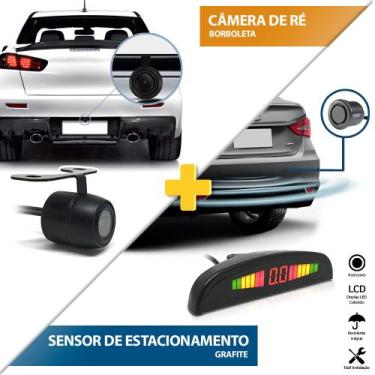 Imagem de Kit Sensor de Ré Cinza + Câmera de Ré Renault Logan 2011 2012 2013 Est