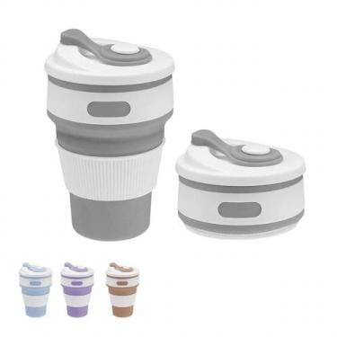 Imagem de Copo de Silicone Retrátil Dobrável Tampa 350ml - Unyhome, Marrom