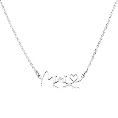 Imagem de Yooborn Presentes para avós, colar Mimi, joia de aço inoxidável, recortada, com pingente de letra gigi, aniversário, dia dos namorados, dia das mães, presentes para avó do neto., Medium, Aço