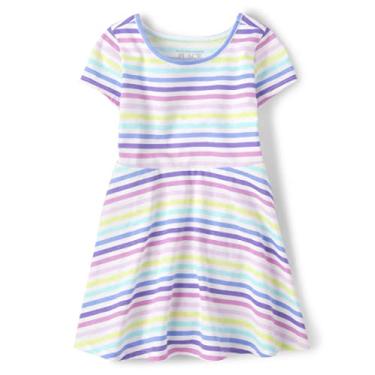 Imagem de The Children's Place Vestidos diários de manga curta para bebês meninas e crianças pequenas, Patinadora borboleta, 9-12 Meses