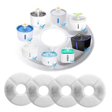 Imagem de 4 pacotes de filtros de bebedouros para gatos para filtros automáticos de bebedouros redondos para animais de estimação de 81 oz/2,4 l Filtros de carvão ativado de reposição