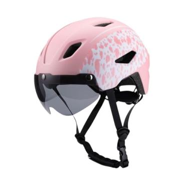 Imagem de YIJU Capacete de bicicleta infantil com viseira removível, acolchoado e leve, capacete de bicicleta para ciclismo ao ar livre, mountain bike, Rosa