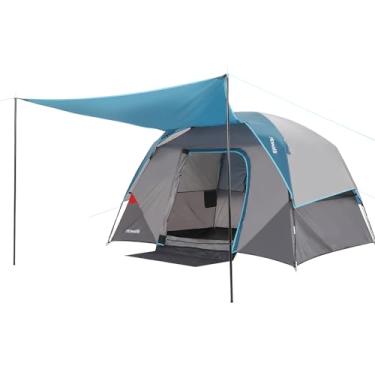 Imagem de Barraca de acampamento com mosca de chuva, barraca para acampamento, fácil configuração, barraca de acampamento para 4 pessoas e 6 pessoas para caminhadas, mochilão, viagem ao ar livre, azul claro, 90
