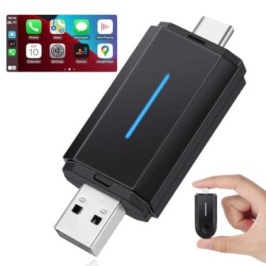 Imagem de Master Cables Adaptador Carplay sem fio 2 em 1 para Apple CarPlay e Android Auto, USB A e USB C Dongle converte com fio para sem fio, compatível com carros de 2016, Plug & Play