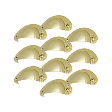 Imagem de Kit 10 Puxadores Concha Para Móveis Armários Colonial 64mm (Dourado Brilho)