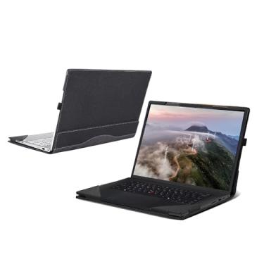 Imagem de WODBAO Capa protetora para laptop Lenovo ThinkPad P1 Gen 7 Mobile Workstation de 16 polegadas capa protetora 2 em 1 couro PU All-in-One à prova de quedas bolsa interna de acessórios de computador de