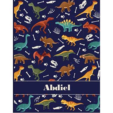 Imagem de Abdiel: Personalized Composition Notebook For Boys, Dinosaur Journal Lined , Wide Ruled Comp Book Kids Grades K-2,Preschool, Kindergarten (8.5'' x 11'') 110 Pages