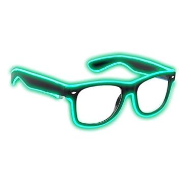 Imagem de Light up Flashing Neon Rave Glasses EL Wire LED Sunglasses Glow DJ Costumes For Party, Halloween, EDM RB01 (Green, Black Frame)
