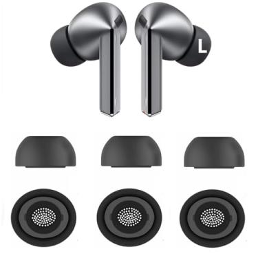 Imagem de Substituição para Galaxy Buds3 Pro Earbuds Tips Silicone Ear Tips, Galaxy Buds 3 Pro Eartips Tamanho Grande 3 Pares, Preto 913b G