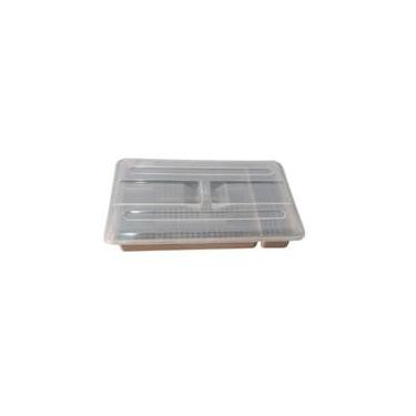 Imagem de Organizador de Cozinha Porta Talheres com Tampa Para Gaveta 4 Divisórias (Cinza)