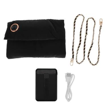 Imagem de Aquecedores de mão Vomeko recarregáveis, alimentados por USB, almofada de aquecimento dobrável, luvas portáteis aquecidas de grafeno Bolsa para aquecedores de mão, com alça de (Black)