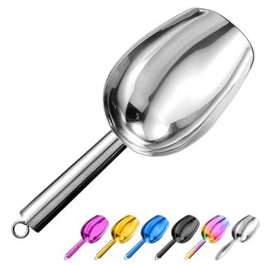 Imagem de Sanhaipen Colher de gelo de metal de 3 onças, pequena colher de gelo de aço inoxidável para máquina de gelo, balde de gelo, freezer de cozinha, bar, festa de casamento, multiuso para grãos d