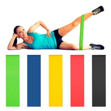 Imagem de Kit Faixa Elástica 5 Unidades Exercícios Casa Fisioterapia