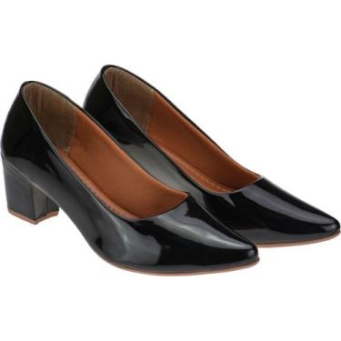 Imagem de Sapato Social Scarpin Feminino Salto Baixo Confortável - Larissa, Pret