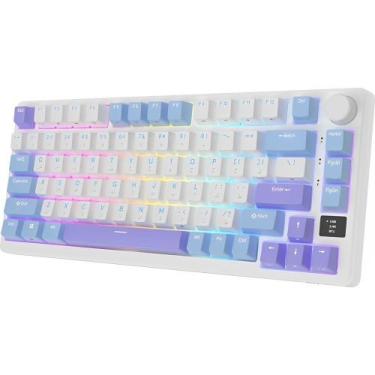 Imagem de Teclado Mecanico Royal Kludge M75 75% Wireless Switch Blue, Taro Milk