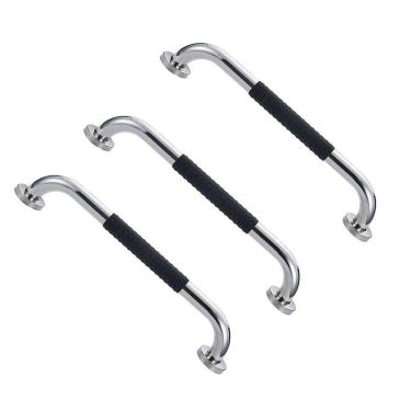 Imagem de Barra de Apoio Inox 30cm Suporte Antiderrapante Idoso Kit 3 uni Criança Gestante Cadeirante Acessibilidade Escada Corrimao Segurança Proteçao