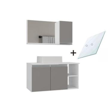 Imagem de Armario gabinete banheiro virtus 80cm tampo de vidro - MOVEIS JOIA, Br