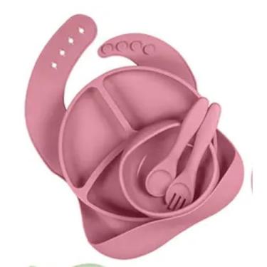 Imagem de Medk Kit Alimentação Infantil - Silicone Livre de BPA com Ventosas e Design Encantador. (Rosa)