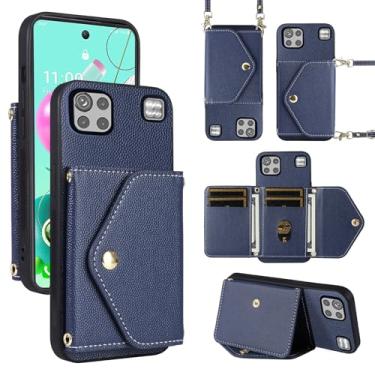 Imagem de Dibosom Capa carteira minimalista para LG K92 5G com alça de ombro, bolsa flip fina e fina, suporte de cartão de crédito de couro PU acessórios para celular LGK925G K 92 92K LMK920AM Q92 G5 masculina