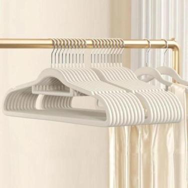 Imagem de Kit 40 Cabides de Veludo Adulto Magala - Slim Ultrafino, Creme