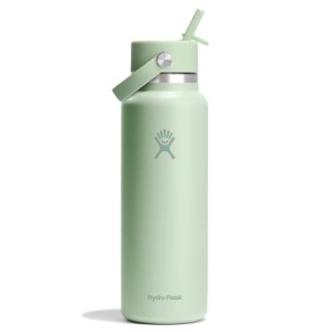 Imagem de Hydro Flask Garrafa de água - aço inoxidável isolado - tampa larga de palha, não derrama, à prova de vazamento em 1,134 g Aloe Green