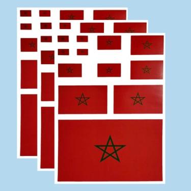 Imagem de Ruoming Ruoming Conjunto de adesivos da bandeira nacional, vários tamanhos, 3 folhas (Marrocos)