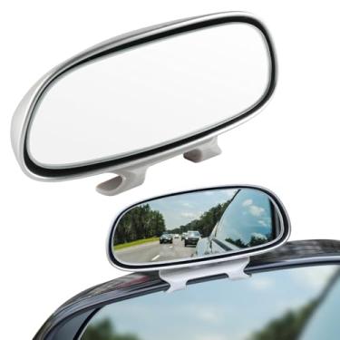 Imagem de LivTee Espelho de ponto cego, espelho retrovisor convexo sem moldura de vidro HD, acessórios externos com haste ajustável de grande angular para carro, SUV e caminhões, prata