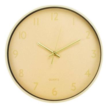 Imagem de Relógio De Parede Redondo Amarelo Claro Pastel 24.5cm - Taimes